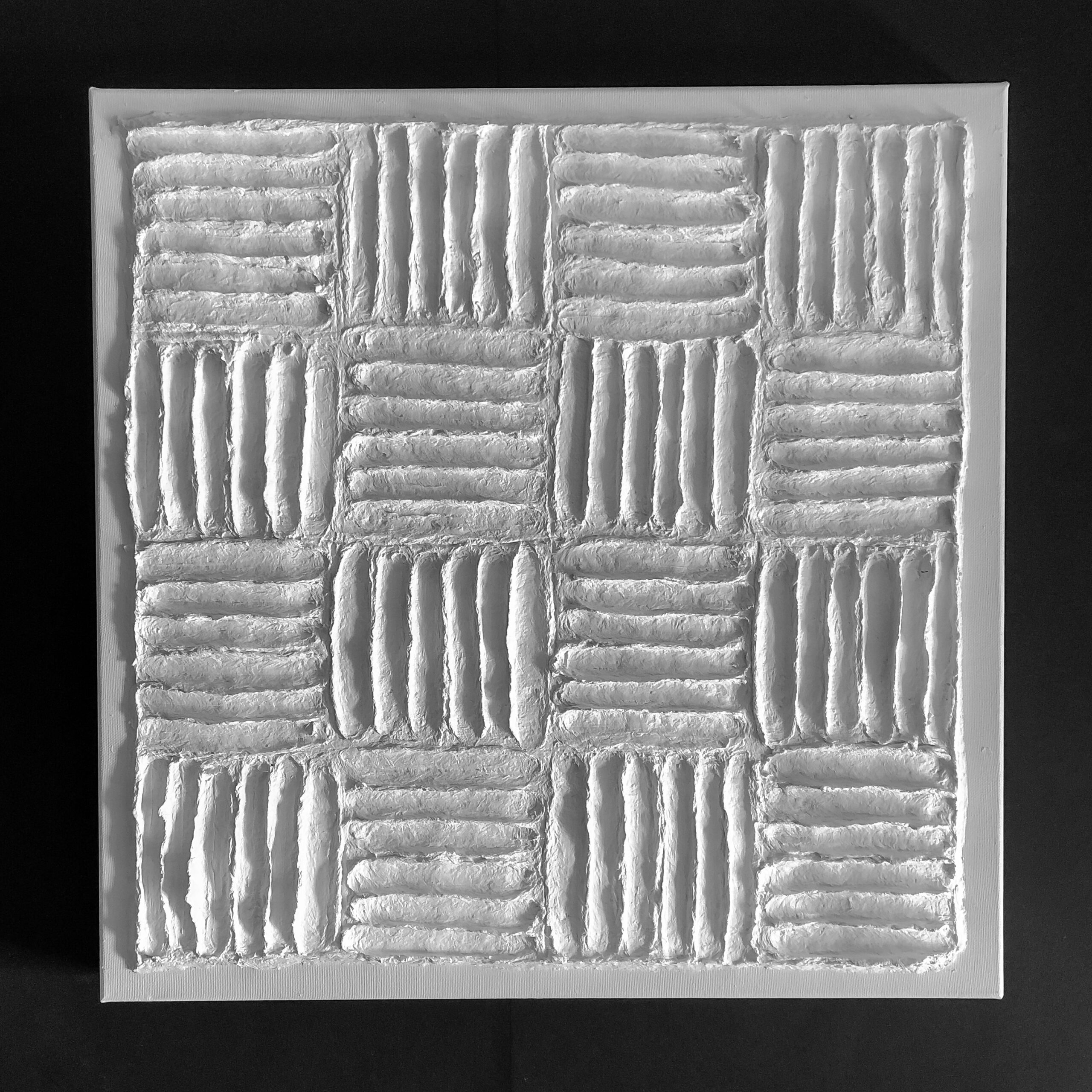 Forwart Jan Schoonhoven Jr White square 2020 - white paper mache on canvas painted with acrylic and pigment 50x50 cm
